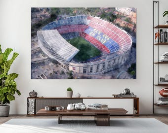 Camp Nou Aerial Canvas Print, FC Barcelona Stadium Wall Art, Football Ground Poster, Barça Fan Gift, Spain Soccer Wall Decor, Camp Nou Art