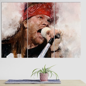 Impresión en lienzo de Axl Rose, decoración de habitación de Guns N' Roses, arte mural en lienzo, regalo para fans de Guns N' Roses, arte mural musical, regalo para fans de Axl Rose, regalo para fans del rock