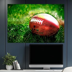 Football Canvas Print, American Football Wall Art, Sports Fan Gift, Touchdown Field Painting, Game Room Decor, American Football Poster