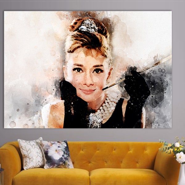 Audrey Hepburn Leinwanddruck, Audrey Hepburn Wandkunst, LeinwandBild, Audrey Hepburn Fan Geschenk, Audrey Hepburn Bild