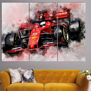 Sebastian Vettel Car Canvas Print, Sebastian Vettel Art, F1 Wall Decor, F1 Fan Gift, Sebastian Vettel Fan Gift, Sports Wall Art
