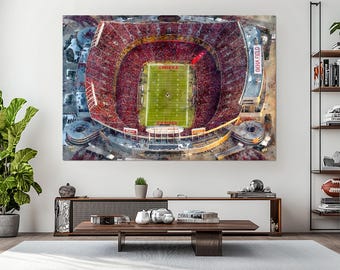 Arrowhead Stadium Overhead Canvas Print, Kansas City Chiefs Fan Gift, Football Fan Decor, Chiefs Wall Art, Arrowhead Stadium Poster
