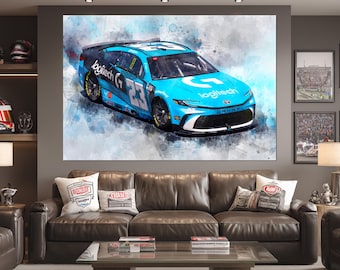 Bubba Wallace Canvas Print, NASCAR Painting, Bubba Wallace Fan Gift, NASCAR Fan Gift, Bubba Wallace Wall Art, NASCAR Canvas Print