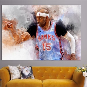Stampa su tela di Vince Carter, stampa murale di Vince Carter, stampa su tela di basket, regalo per tifosi di basket, stampa murale di basket, poster di Vince Carter