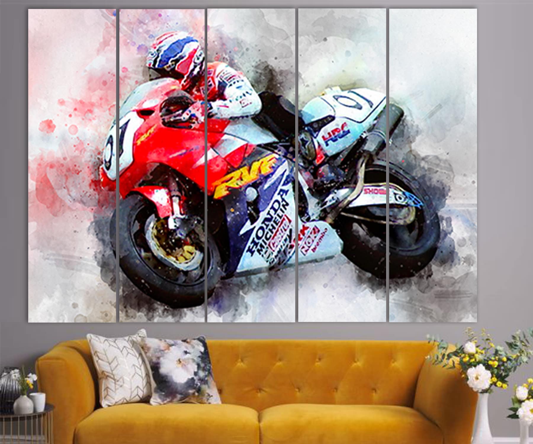 Mick Doohan Canvas Print, Moto GP Decor, Moto Racing Wall Art
