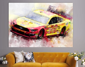 Joey Logano Canvas Print, NASCAR Room Decor, NASCAR Fan Gift, Racing Wall Art, Joey Logano Fan Gift, Joey Logano Poster, Joey Logano Car
