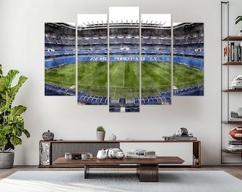 Canvastavla med Santiago Bernabéu, väggkonst med Real Madrid FC, affisch med Real Madrid-stadion, gåva för fotbollsfans, rumsdekor med Real Madrid