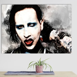 Marilyn Manson Canvas Print, Marilyn Manson Room Decor, Canvas Wall Art, Marilyn Manson Fan Gift, Music Wall Art, Rock Fan Gift