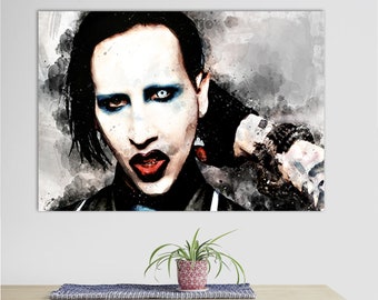 Marilyn Manson Canvas Print, Marilyn Manson Room Decor, Canvas Wall Art, Marilyn Manson Fan Gift, Music Wall Art, Rock Fan Gift