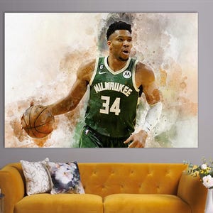 Giannis Antetokounmpo Canvas Print, Giannis Antetokounmpo Wall Art, Basketball Canvas Print, Basketball Fan Gift, Antetokounmpo Poster
