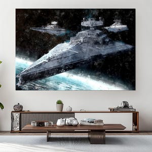 Imperial Star Destroyer Fleet Canvas Print, Star Wars Spaceship Wall Art, Galactic Empire Painting, Sci-Fi Battle Poster, Star Wars Fan Gift