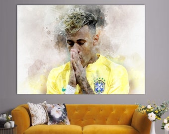 Neymar Canvas Print, Neymar Jr. Wall Art, Canvas Wall Art, Prezent dla fana piłki nożnej, Prezent dla fana Neymara, Prezent dla fana piłki nożnej, Obraz Neymara Jr.