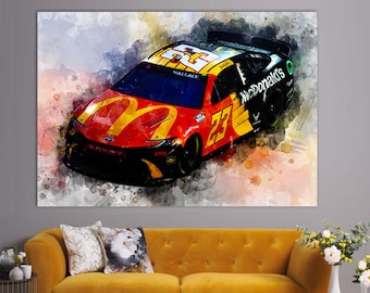 Bubba Wallace Canvas Print, NASCAR Room Decor, NASCAR Fan Gift, Racing Wall Art, Bubba Wallace Fan Gift, Bubba Wallace Racing Car