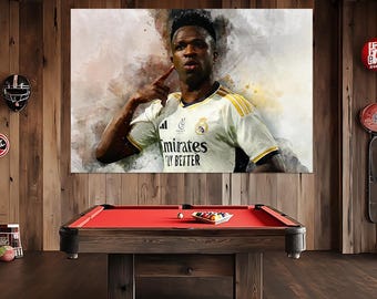 Vinicius Junior Canvas Print, Football Fan Gift, Sport Bar Decor, Vinicius Junior Poster, Football Wall Art, Real Madrid Poster