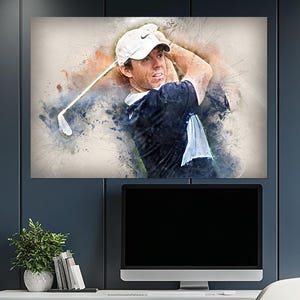 Rory McIlroy Canvas Print, Rory McIlroy Golf Poster, Golf Wall Art for Office or Game Room, Rory McIlroy Painting, Golf Fan Gift