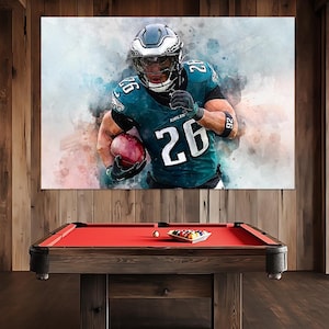Saquon Barkley Canvas Print, Football Painting, Saquon Barkley Poster, Football Fan Gift, Saquon Barkley Wall Art, Sport Bar Decor