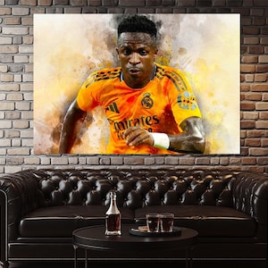 Vinicius Junior Canvas Print, Football Wall Art, Sport Bar Decor, Vinicius Junior Painting, Real Madrid Poster, Real Madrid Fan Gift