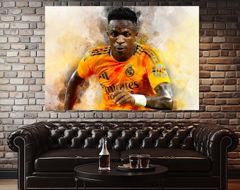 Vinicius Junior Canvas Print, Football Wall Art, Sport Bar Decor, Vinicius Junior Painting, Real Madrid Poster, Real Madrid Fan Gift