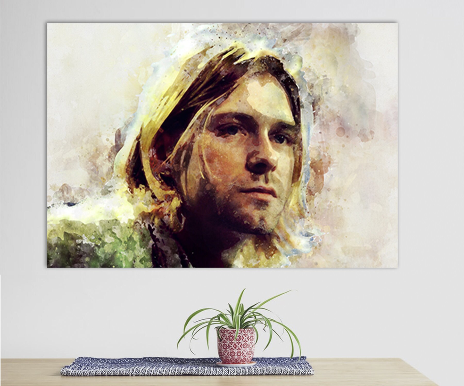 Kurt Cobain Canvas Print, Nirvana Room Decor, Canvas Wall Art, Nirvana Fan Gift, Music Wall Art, Kurt Cobain Fan Gift, Rock Fan Gift