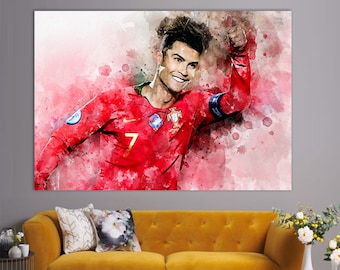 Crinklero Leinwanddruck, Ronaldo Wandbild, Leinwanddruck, Leinwanddruck, Fußball Fan Geschenk, Fußball Wand Kunst, Fußballfan Geschenk, Ronaldo Portugal