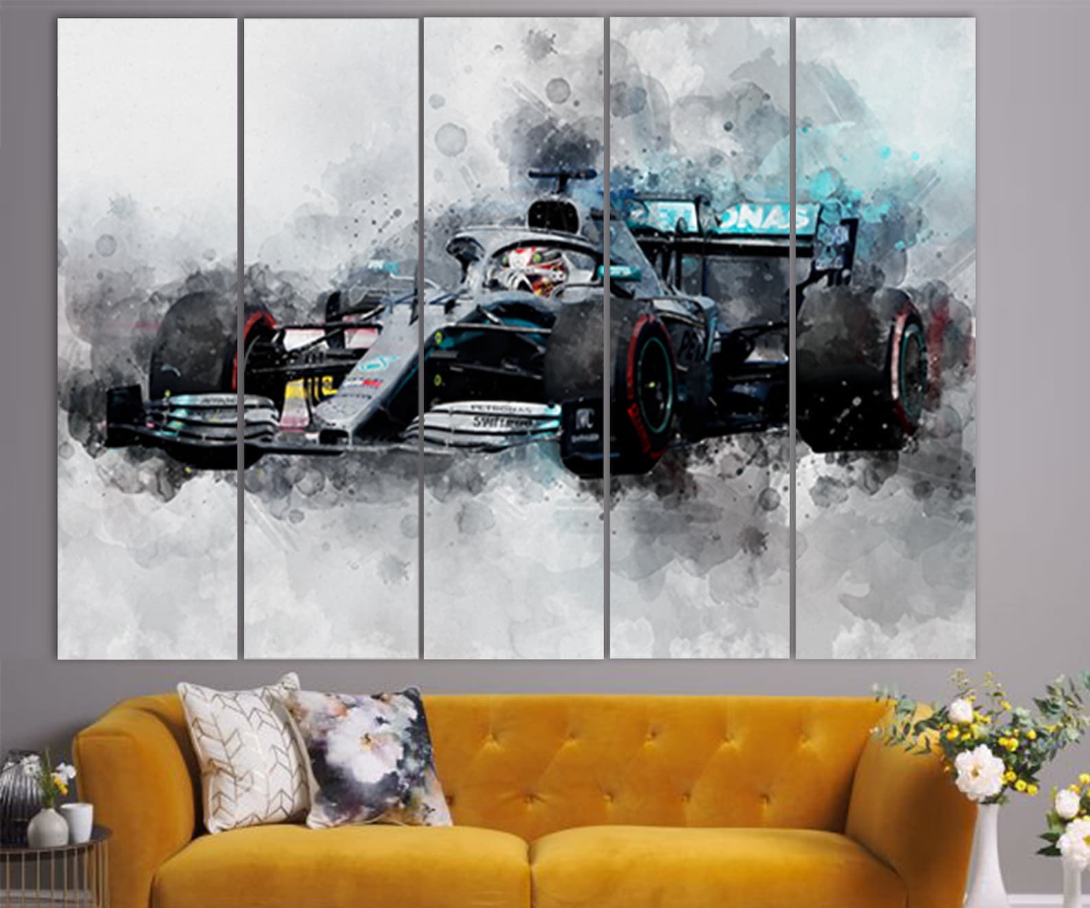 Lewis Hamilton Car Canvas Print Hamilton Room Decor F1 Room Etsy