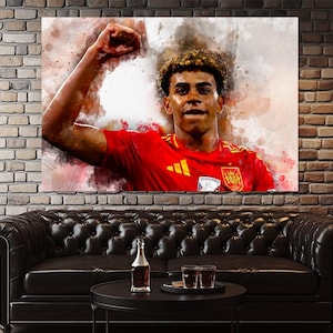 Lamine Yamal Canvas Print, Spain Fan Gift, Lamine Yamal Painting, Football Wall Decor, Spain Poster, Lamine Yamal Fan Gift