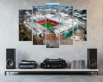 Old Trafford Antenne Leinwanddruck, ManUnited-Stadion-Wandkunst, Red Devils Fußball-Plakat, premier League Wanddekor, Man Utd-Fangeschenk