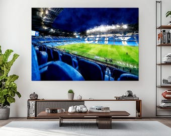 Etihad Stadium Canvas, Man City Football Art, Premier League Decor, Cityzens Stadium Wall Print, Etihad Painting, Manchester City Fan Gift