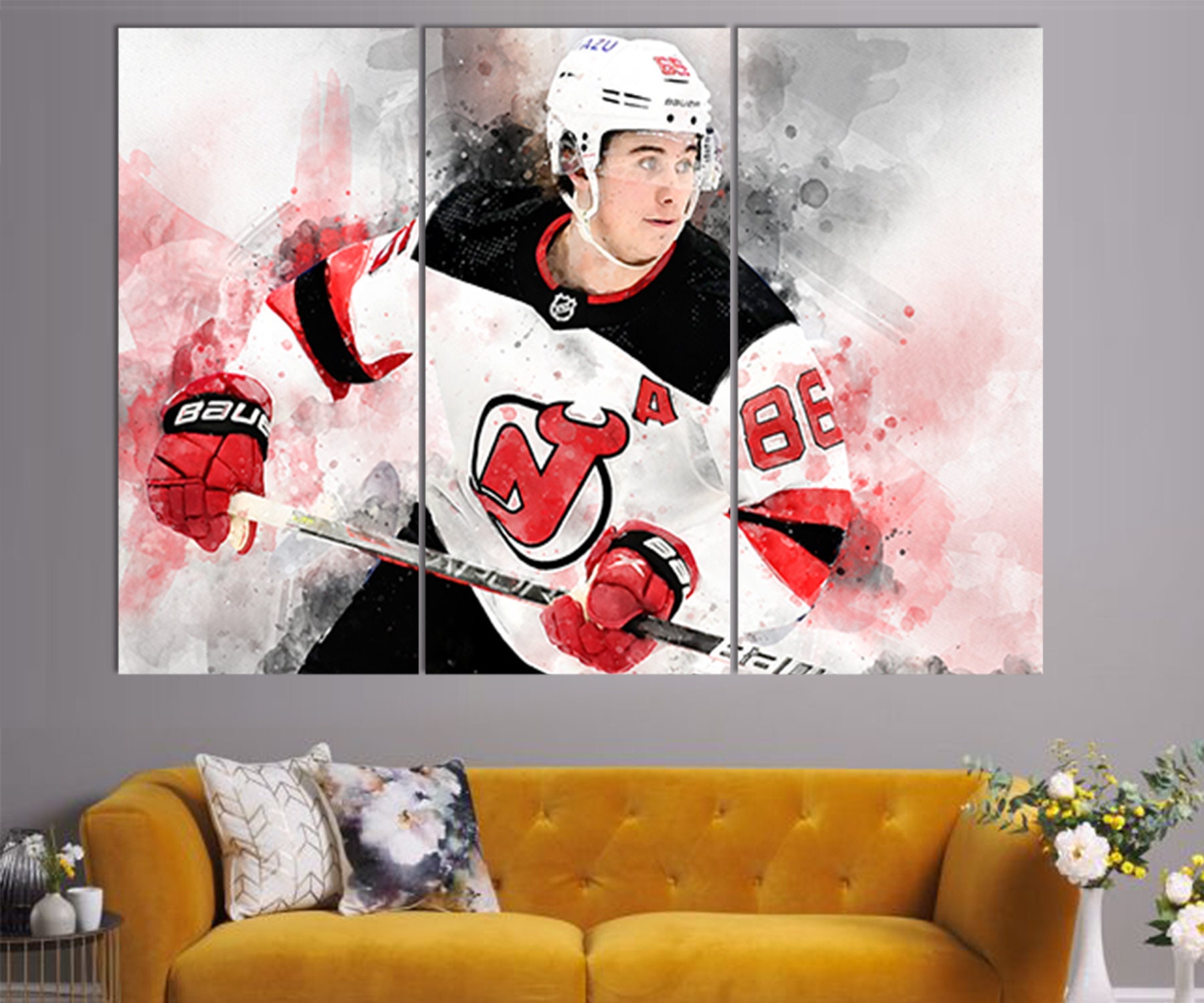 Jack Hughes Jersey Number Sticker Canvas Print for Sale by contawana1s