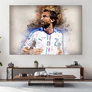 Andrea Pirlo Canvas Print, Football Fan Gift, Italy Wall Art, Andrea Pirlo Poster, Italy Fan Gift, Pirlo Painting, Andrea Pirlo Artwork