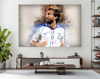 Andrea Pirlo Canvas Print, Football Fan Gift, Italy Wall Art, Andrea Pirlo Poster, Italy Fan Gift, Pirlo Painting, Andrea Pirlo Artwork