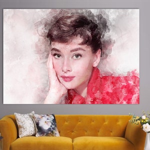 Audrey Hepburn canvasafdruk, Audrey Hepburn kamerdecor, canvas kunst aan de muur, Audrey Hepburn fan cadeau, Audrey Hepburn poster