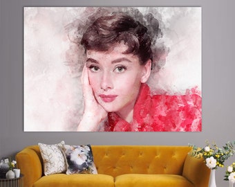 Audrey Hepburn Canvas Print, Audrey Hepburn Room Decor, Canvas Wall Art, Audrey Hepburn Fan Gift, Audrey Hepburn Poster