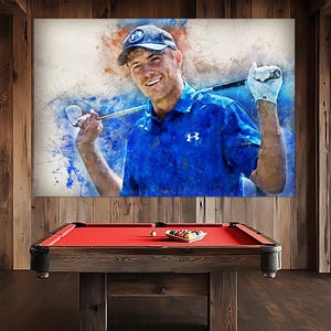 Jordan Spieth Golf Poster, Golf Wall Art for Office or Game Room, Jordan Spieth Motivational Painting, Golf Fan Gift, Golf Course Decor