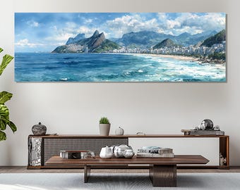 Rio de Janeiro Canvas Print, Brazil Coastal Wall Art, Rio Beach Painting