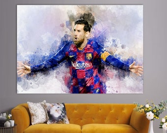 Lionel Messi Canvas Print, Messi Wall Art, Canvas Room Decor, Football Fan Gift, Football Wall Art, Soccer Fan Gift, Messi Poster