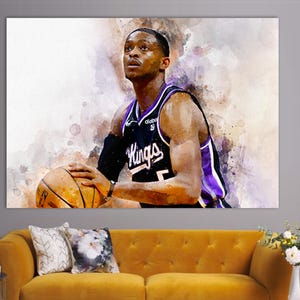 De&#39;Aaron Fox Canvas Print, De&#39;Aaron Fox Canvas Art, Basketball Fan Gift, Basketball Room Decor, De&#39;Aaron Fox Poster, De&#39;Aaron Fox Paint Art