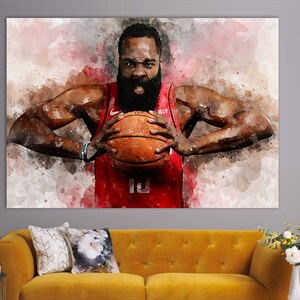 James Harden Canvas Print, James Harden Fan Gift, Basketball Wall Art, Basketball Fan Gift, Basketball Room Art, James Harden Picture