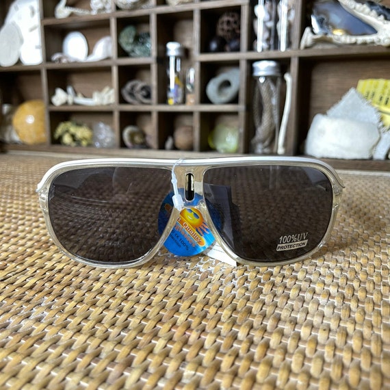Vintage 90s Clear White Sunglasses Plastic Frame … - image 1