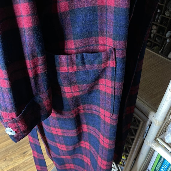 Pendleton 60s Blue and Red Plaid Wool Robe House … - image 7