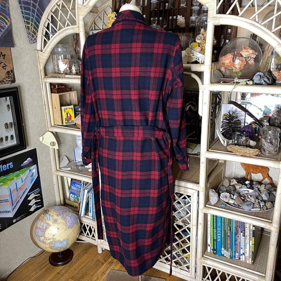 Pendleton 60s Blue and Red Plaid Wool Robe House … - image 3