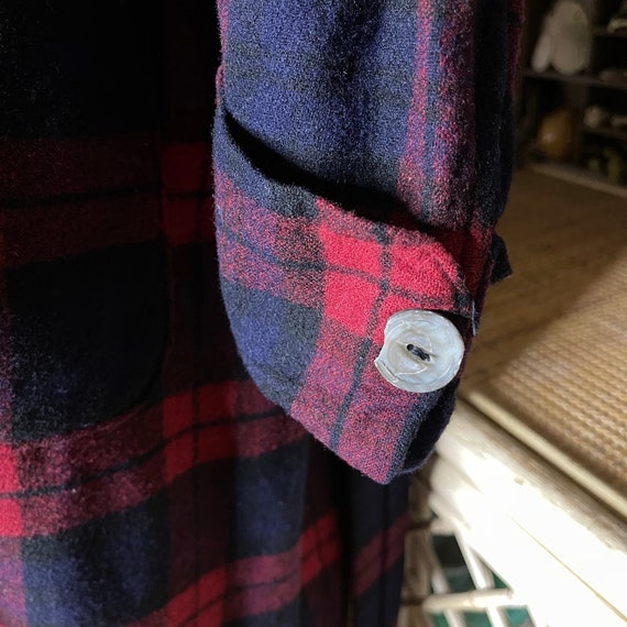 Pendleton 60s Blue and Red Plaid Wool Robe House … - image 6