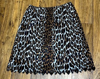 Vanity Fair 60s Leopard Print Half Slip Jungle Vixen Serrated Edge Mini Skirt S