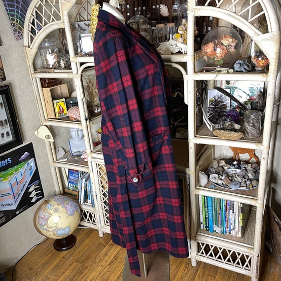 Pendleton 60s Blue and Red Plaid Wool Robe House … - image 8