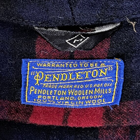 Pendleton 60s Blue and Red Plaid Wool Robe House … - image 4