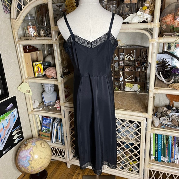 Vintage 50s Black Crepe Slip Nightgown Classic Li… - image 3