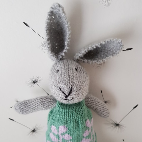 Gebreide Knuffel Konijn Groen/Lila | knuffel | cadeau |  bunny | gift | baby | knitting