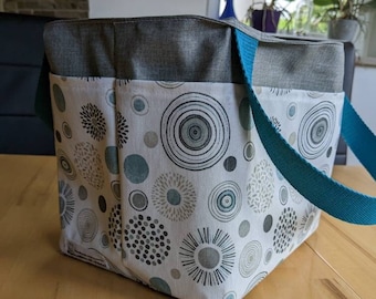 Washhouse bag camping coated cotton mandala turquoise
