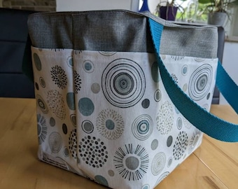 Laundry bag camping coated cotton mandala turquoise