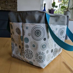 Laundry bag camping coated cotton mandala turquoise